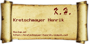 Kretschmayer Henrik névjegykártya